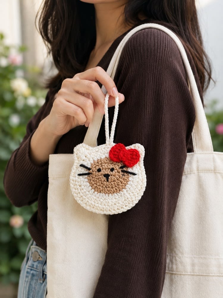Handmade Crochet Cat Ornament