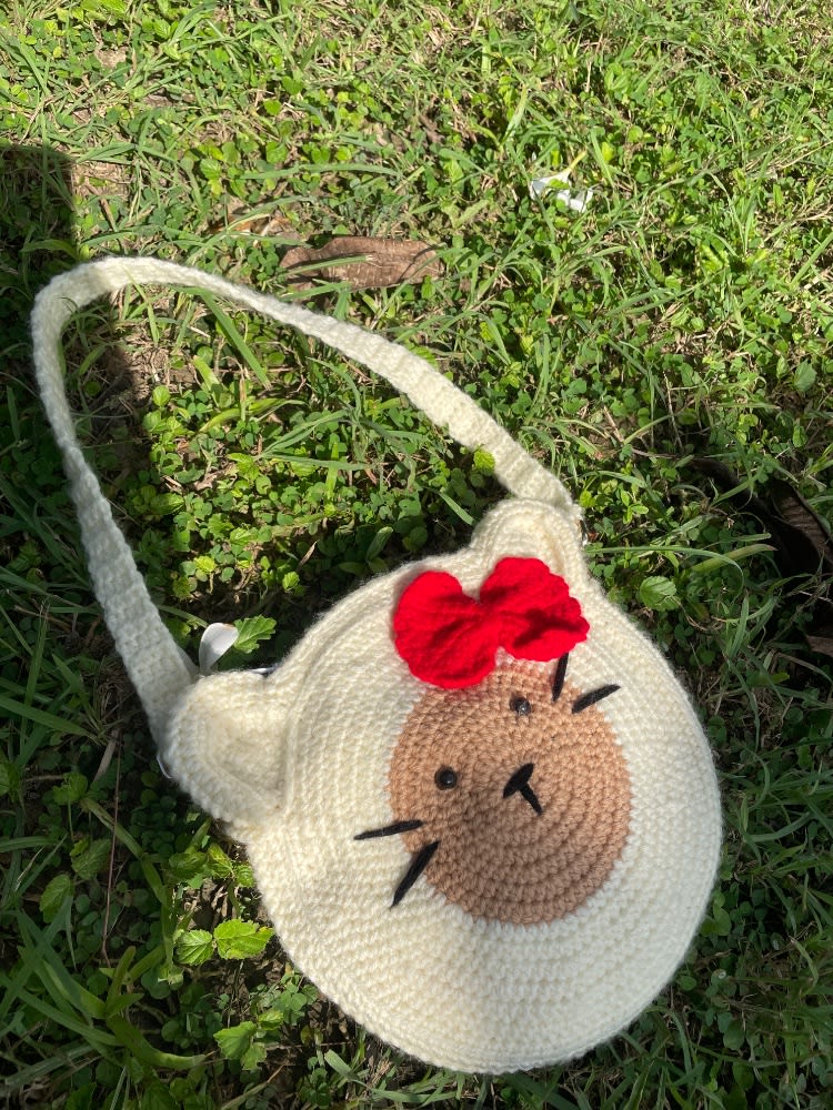 Handmade Crochet Cat Shoulder Bag