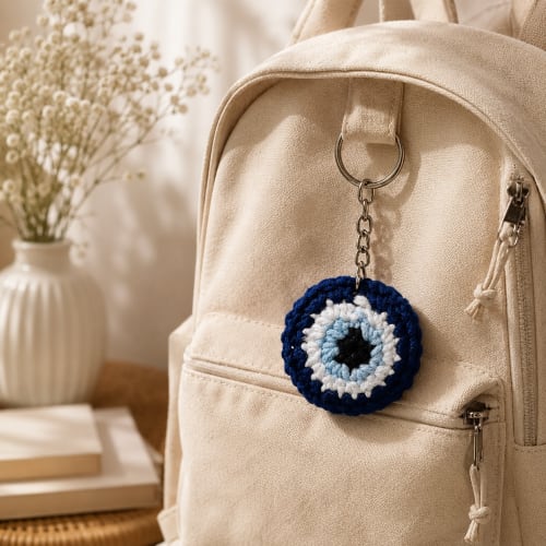 Crochet Evil Eye Keychain
