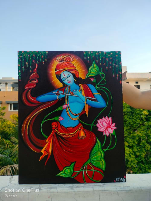 Lord Krishna Acrylic Painting on Canvas