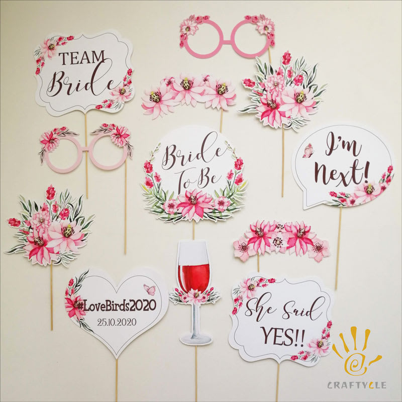 Pink Floral Bridal Shower Photo Props