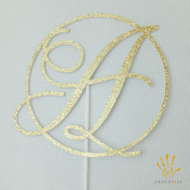 Cake Topper - Initial-LETTERS-Glitter-Birthday-Elegant-Classy-Personalized-Monogram-Cake-Topper