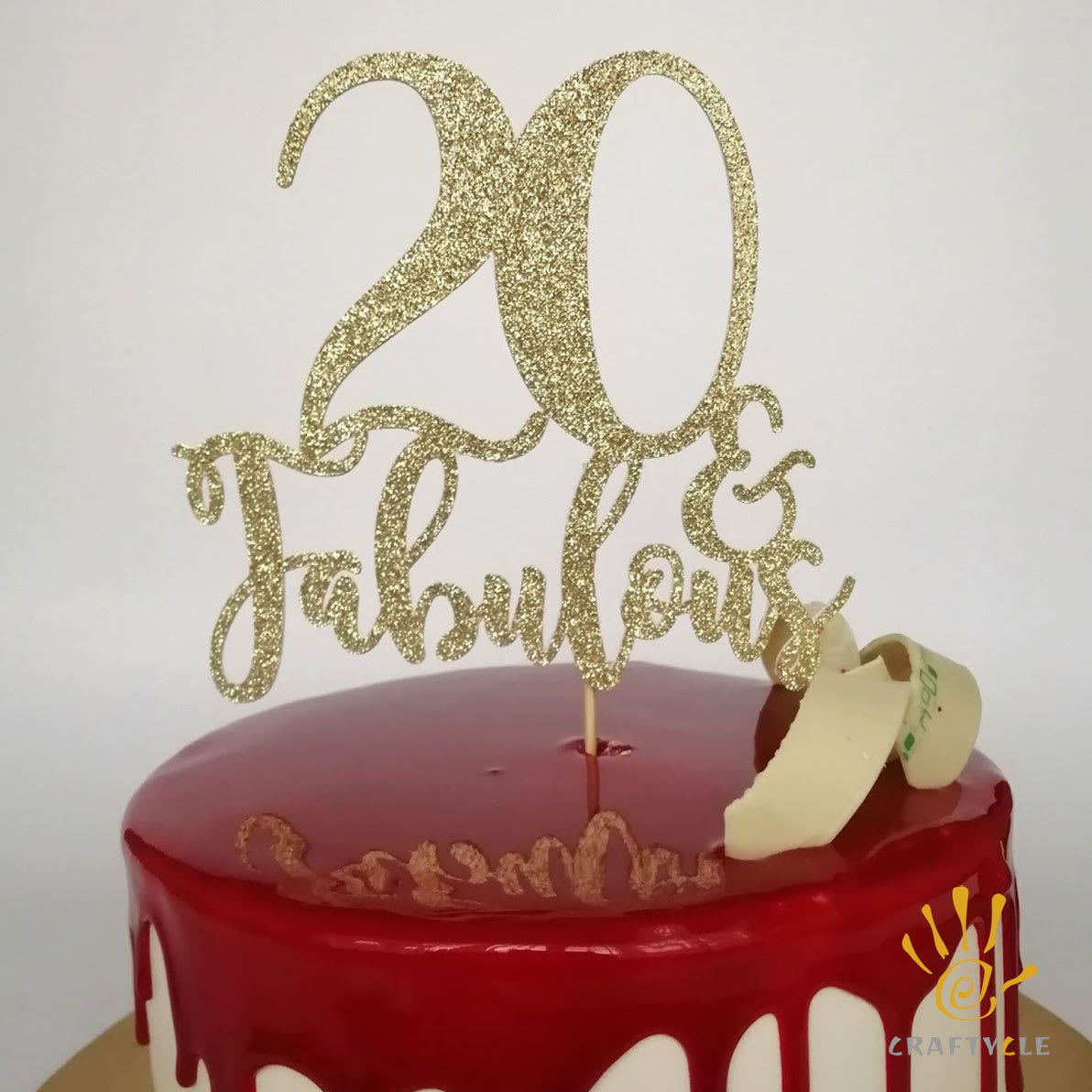 20 - 80 and Fabulous Milestone Birthday Glitter Card Cake Topper )