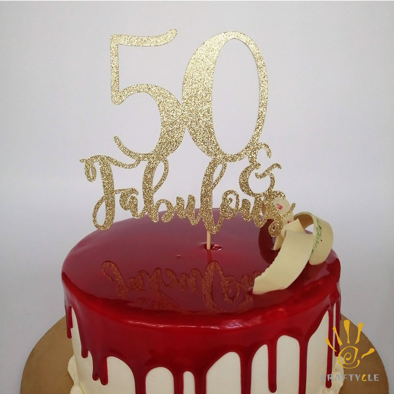 20 - 80 and Fabulous Milestone Birthday Glitter Card Cake Topper ) - Image 8