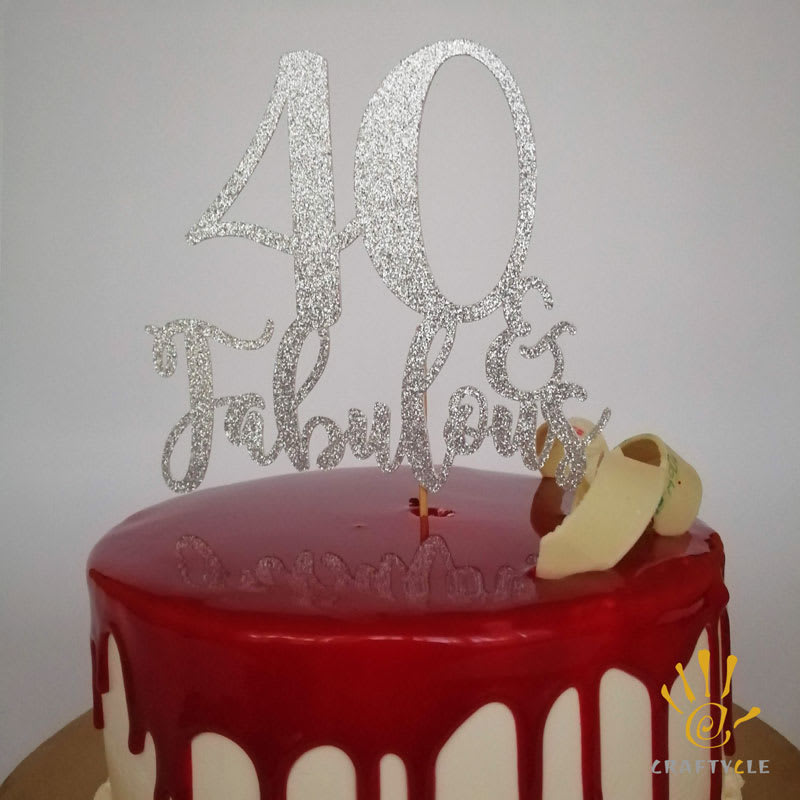 20 - 80 and Fabulous Milestone Birthday Glitter Card Cake Topper ) - Image 7