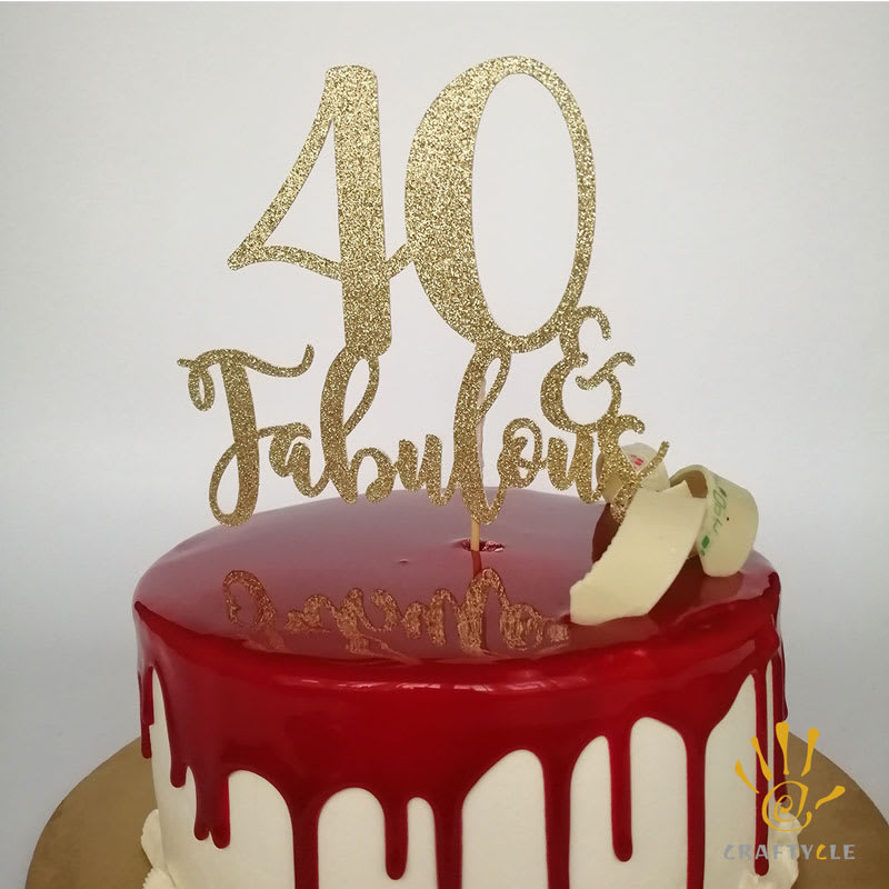 20 - 80 and Fabulous Milestone Birthday Glitter Card Cake Topper ) - Image 6
