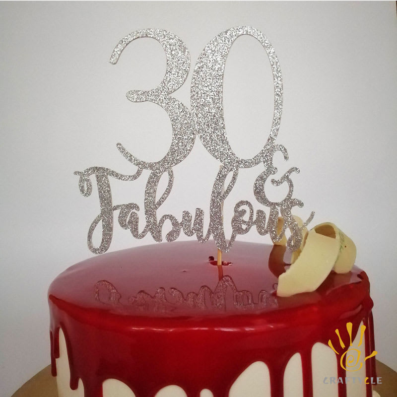 20 - 80 and Fabulous Milestone Birthday Glitter Card Cake Topper ) - Image 5