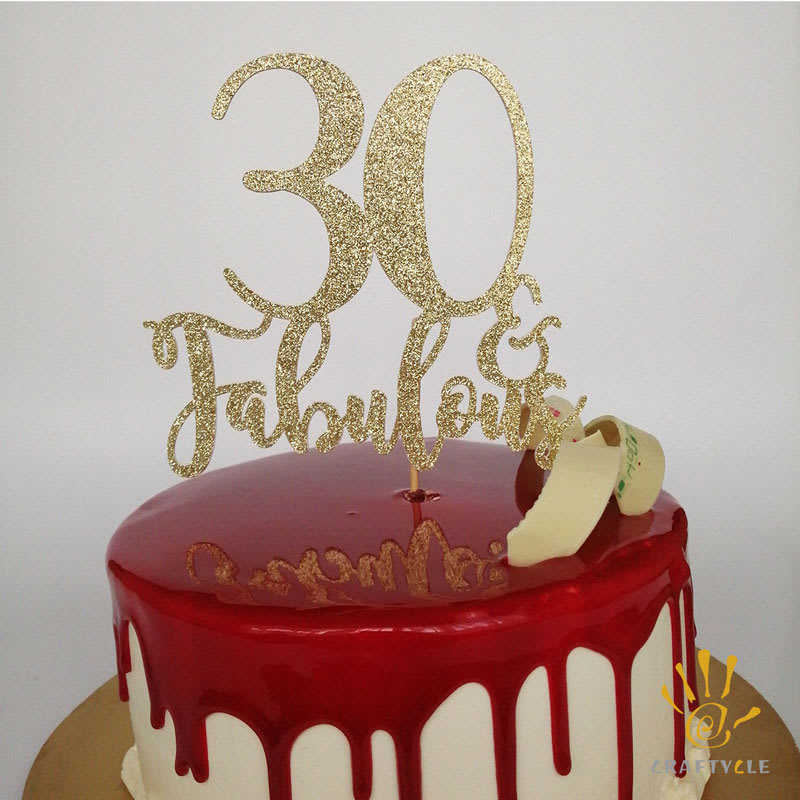 20 - 80 and Fabulous Milestone Birthday Glitter Card Cake Topper ) - Image 4