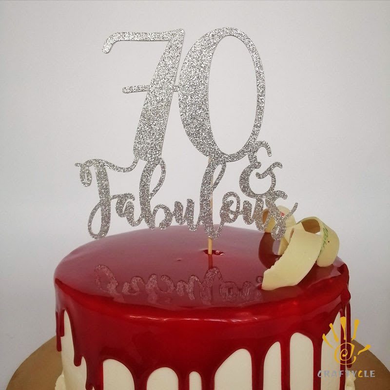 20 - 80 and Fabulous Milestone Birthday Glitter Card Cake Topper ) - Image 13
