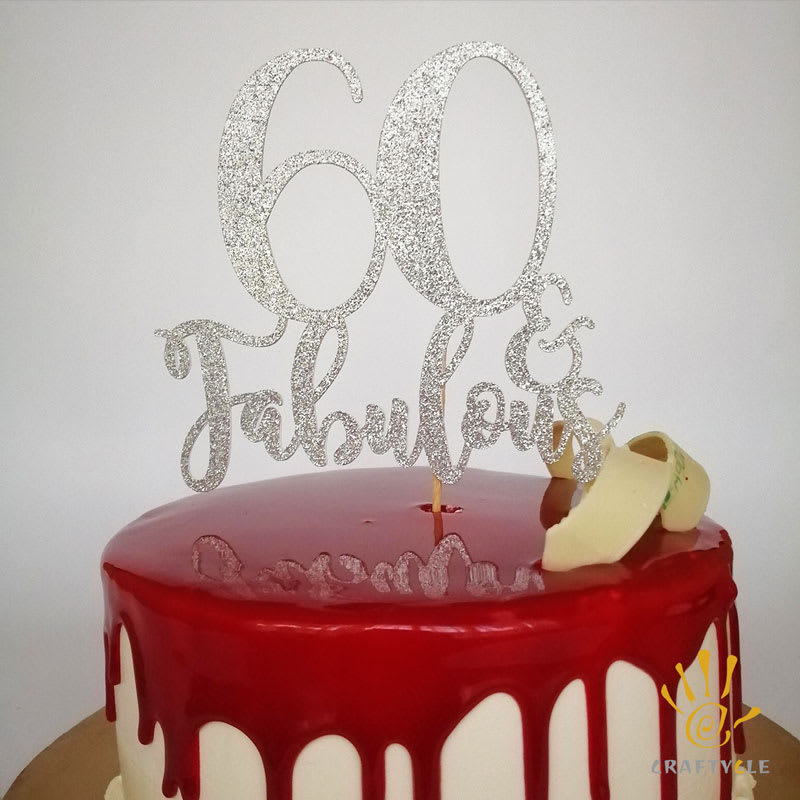 20 - 80 and Fabulous Milestone Birthday Glitter Card Cake Topper ) - Image 11