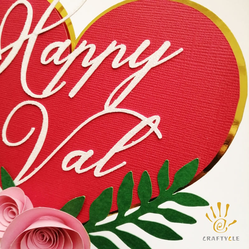 Happy Val Floral - Valentine's Layered Premium Card Cake Topper - Image 2