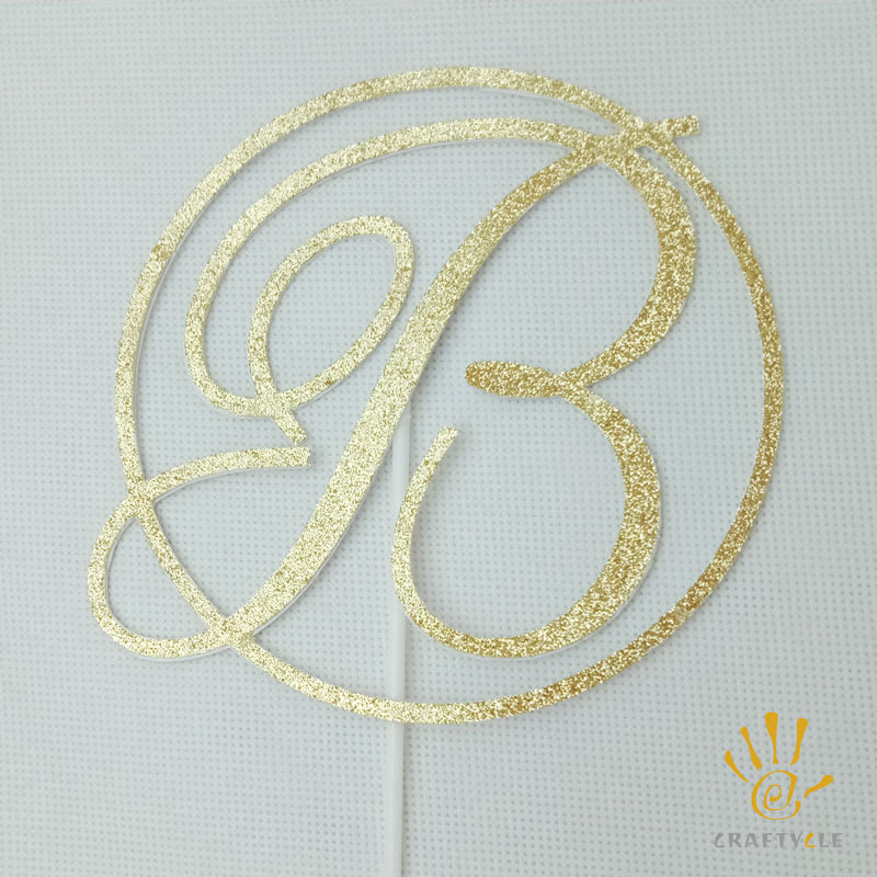 Cake Topper - Initial-LETTERS-Glitter-Birthday-Elegant-Classy-Personalized-Monogram-Cake-Topper - Image 4