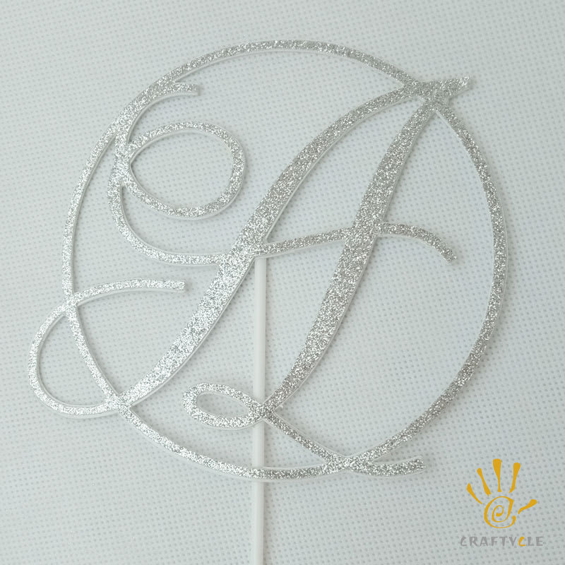 Cake Topper - Initial-LETTERS-Glitter-Birthday-Elegant-Classy-Personalized-Monogram-Cake-Topper - Image 3