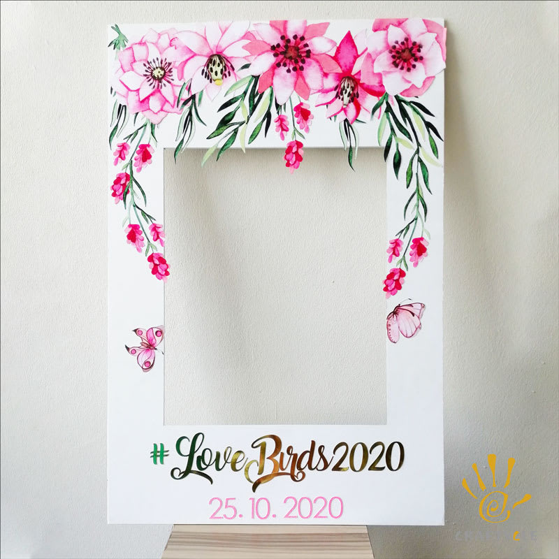 Pink Floral Bridal Shower Photo Frame with Custom Message