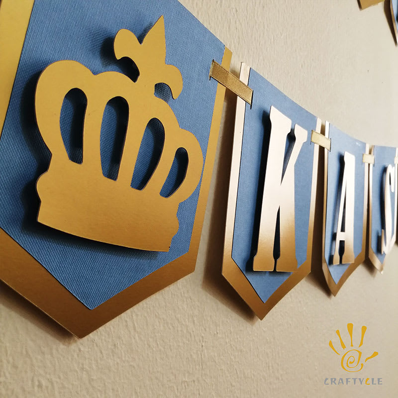 Bunting Banner King Royal Royalty Party Celebration Decoration Men Crown Blue - Image 2