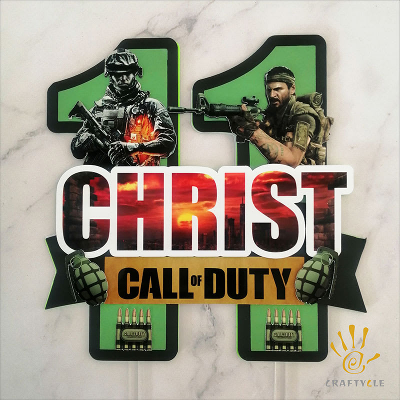 Cake Topper Birthday Decoration Call of Duty Personalized Video Game Kids Teens Children