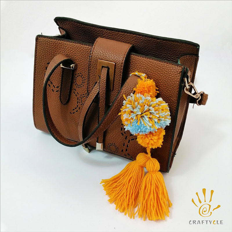 Accessory Pom Pom Tassel Hand Made Bag Accessory - Image 4