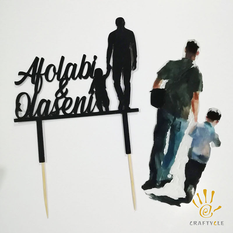 Cake Topper Personalized Father And Son Silhouette Cake Topper