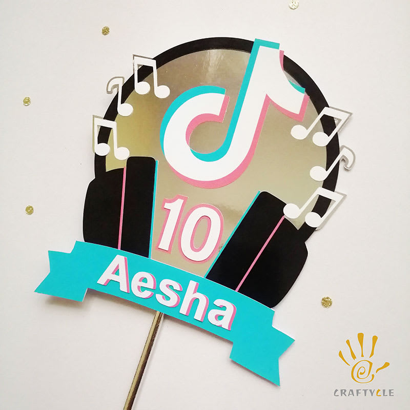 Cake Topper Tiktok Theme Personalised Birthday Cake Topper - Craftycle