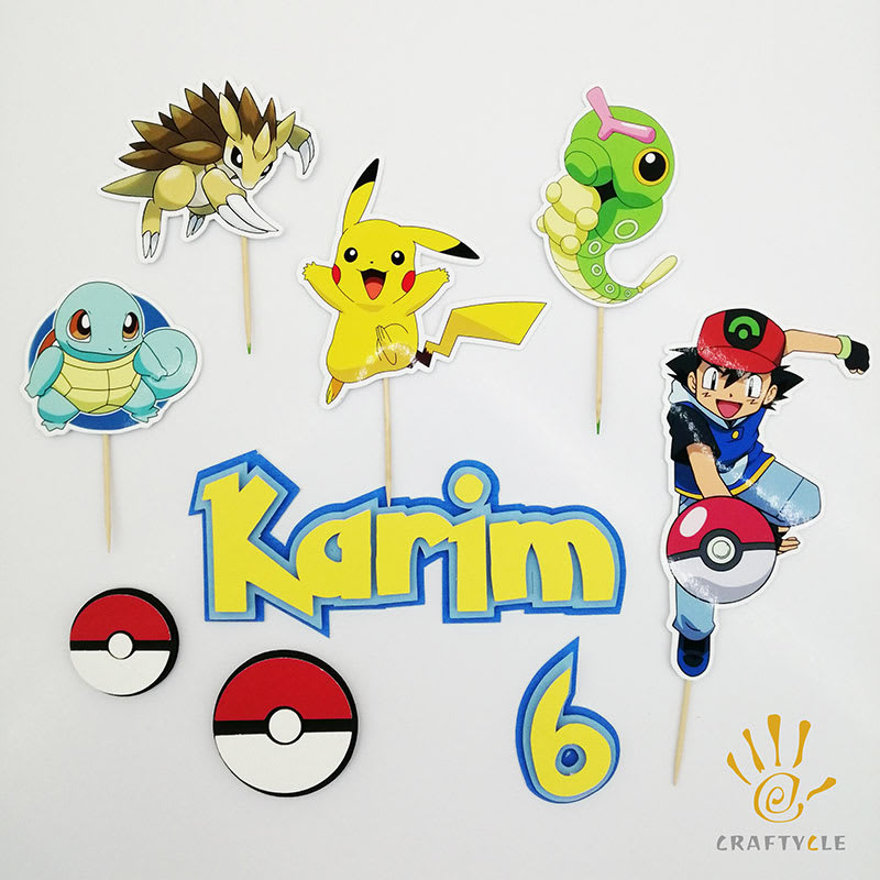 Cake Topper Pokemon Cartoon Video Game Theme Personalized Birthday Cake  Toppers - Craftycle