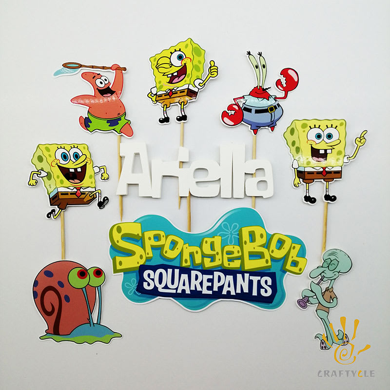 Cake Topper Spongebob Squarepants Cartoon Personalised Birthday Cake Toppers