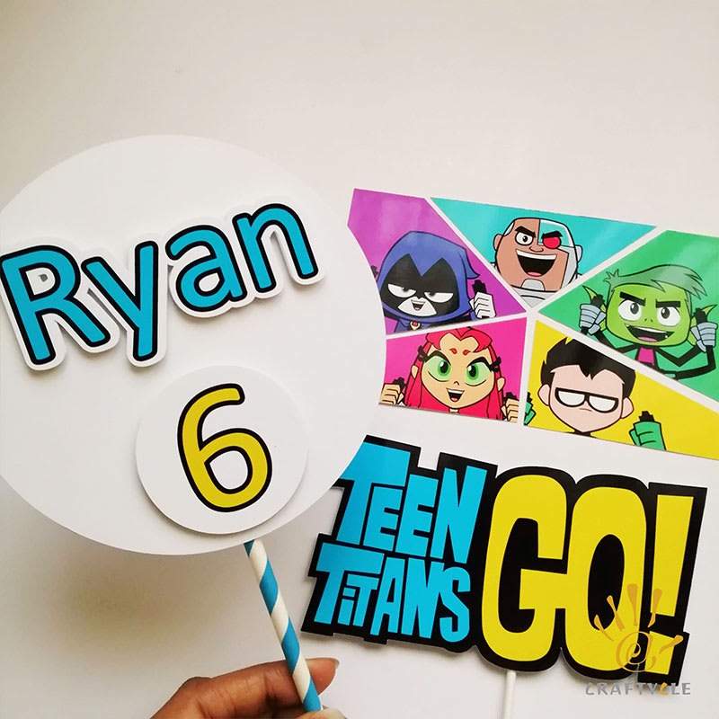 Cake Topper Personalised Teen Titans Go Cartoon Theme Cake Topper
