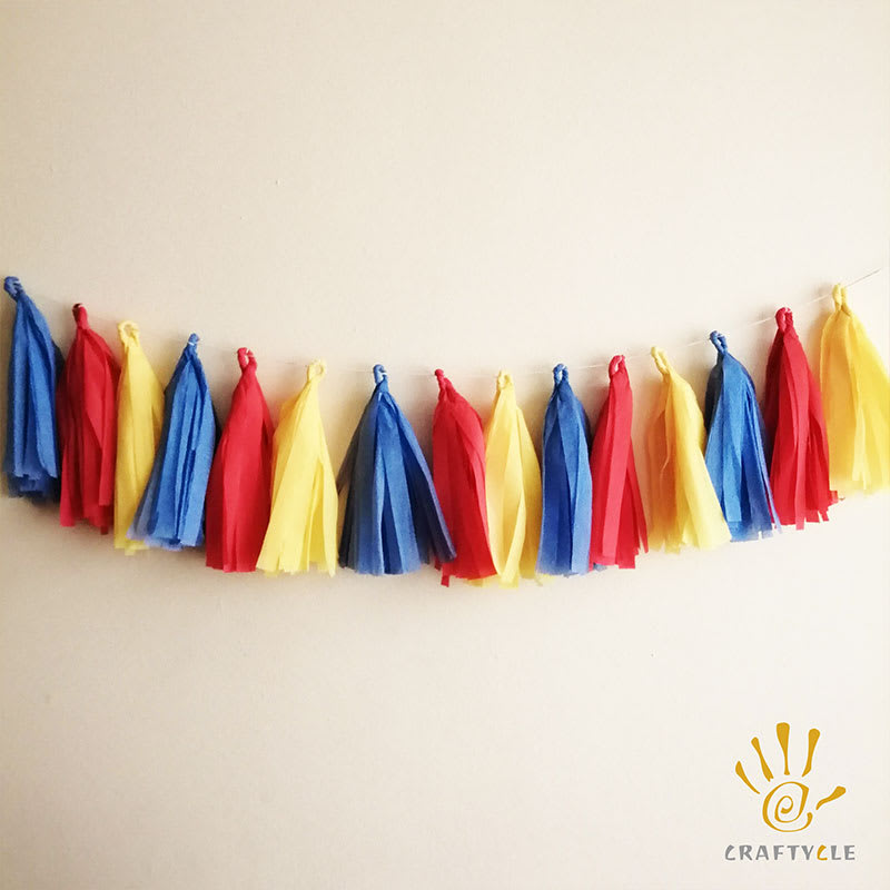 Bunting Banner Tassel Garland Red Yellow Blue Party Prop 12pcs - Image 2