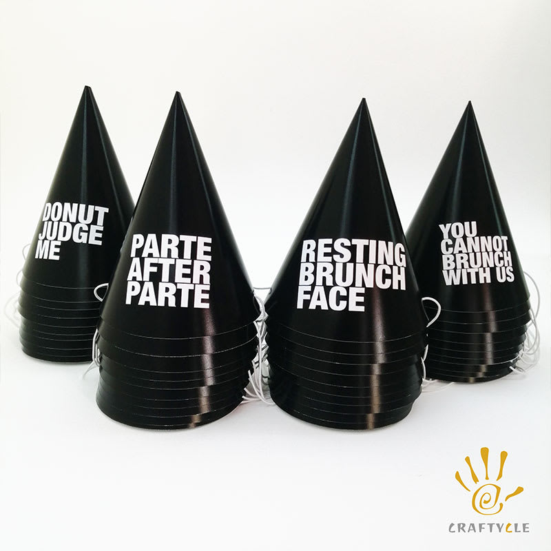Party Hats Personalised Breakfast Theme Black Party Event Hat - Image 2