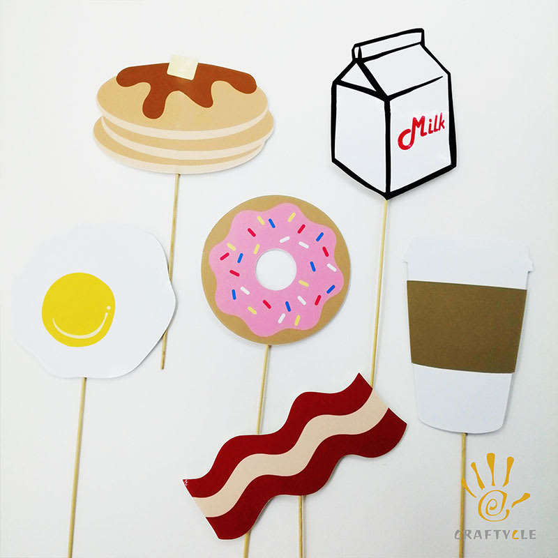 Photo Props Personalised Breakfast Photo Booth Party Props 6pcs - Image 2