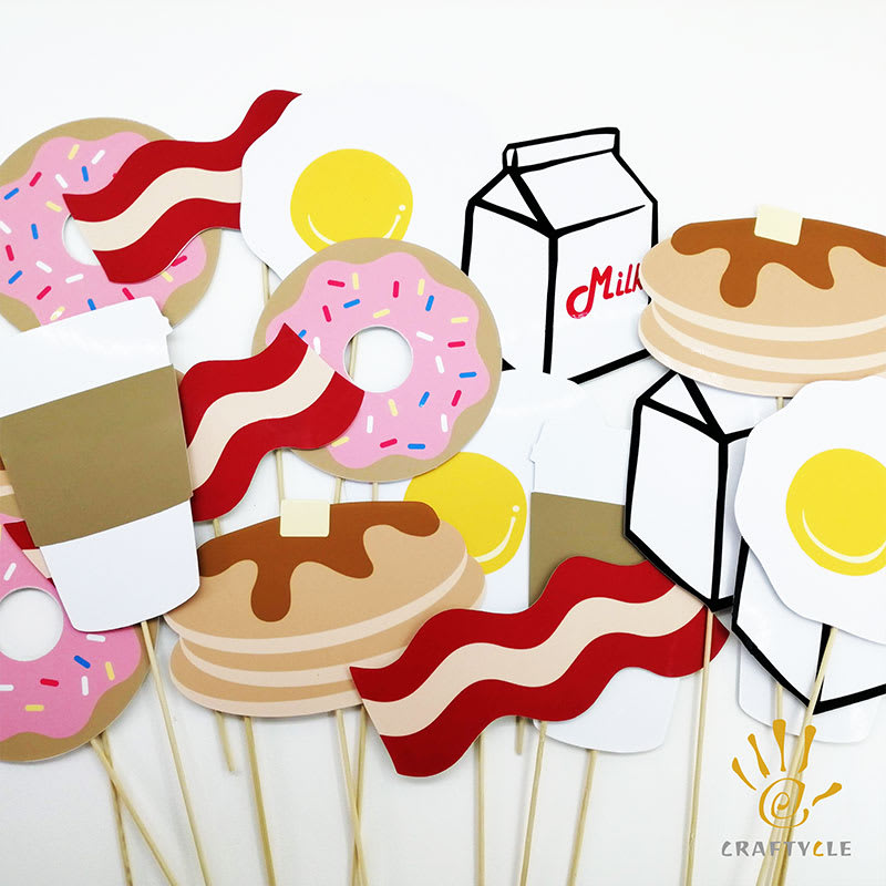 Photo Props Personalised Breakfast Photo Booth Party Props 6pcs
