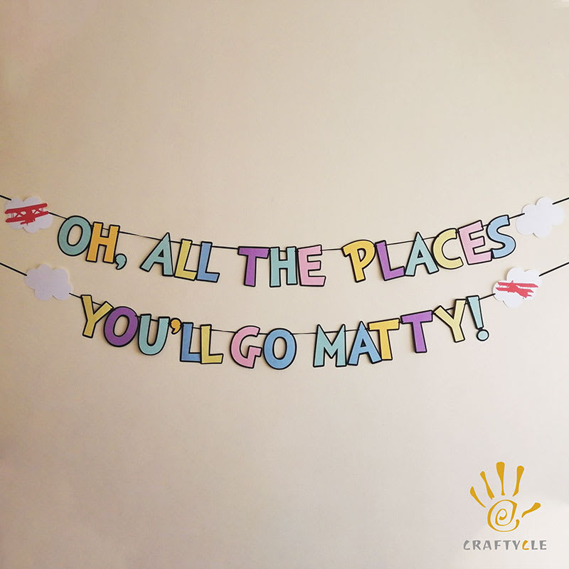 Bunting Banner Personalized Name Oh All The Places You'll Go Birthday Party - Image 2