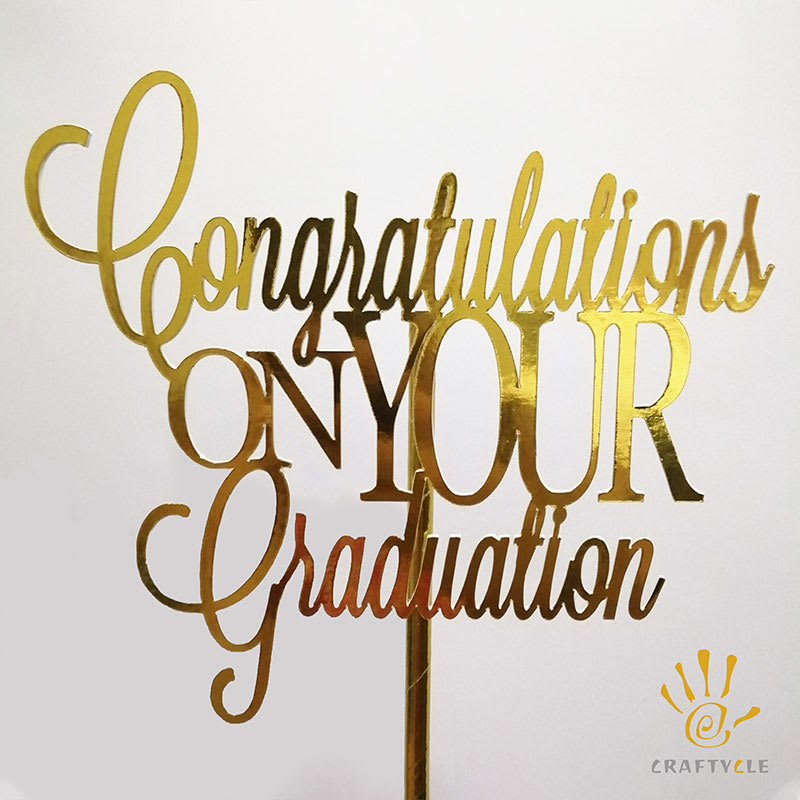 Cake Topper Congratulations On Your Graduation Mirror Gold Cake Topper