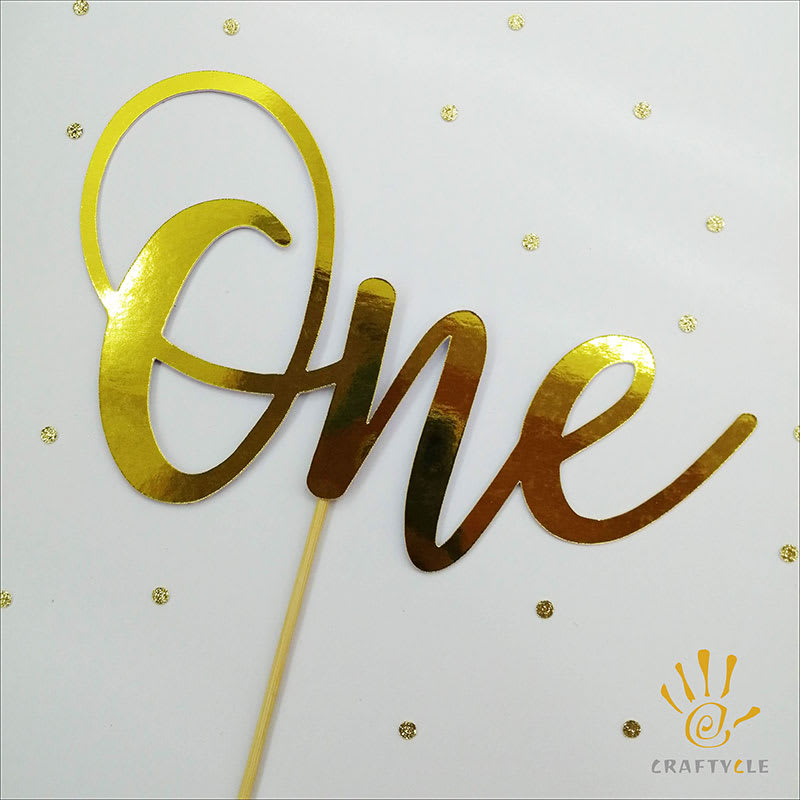 Cake Topper One Mirror Metallic First Birthday Cake Topper