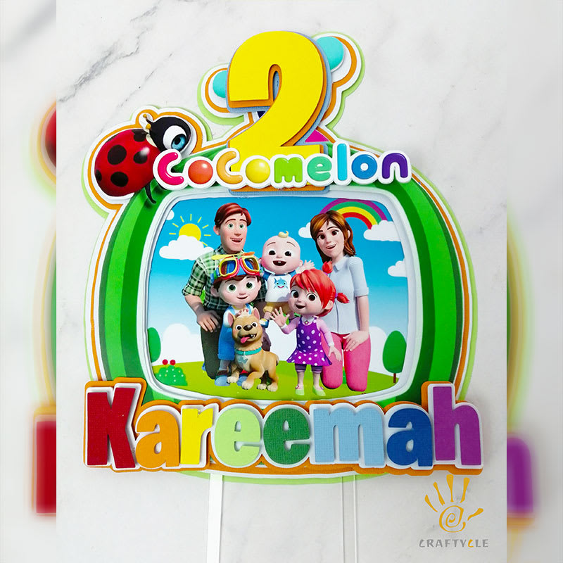 Cake Topper Personalised Cocomelon Birthday Layered Pop Up Cake Topper