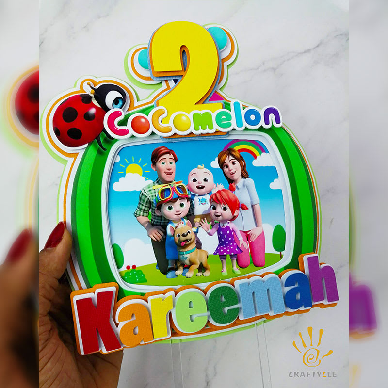 Cake Topper Personalised Cocomelon Birthday Layered Pop Up Cake Topper - Image 2
