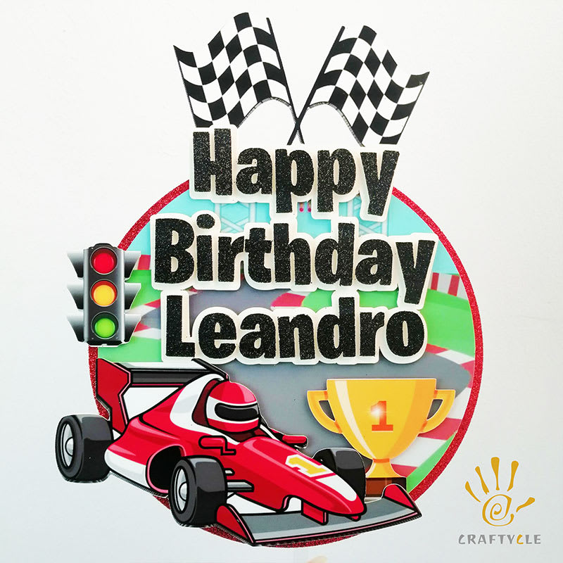 Cake Topper Personalised Race Car Pop Up Birthday Cake Topper