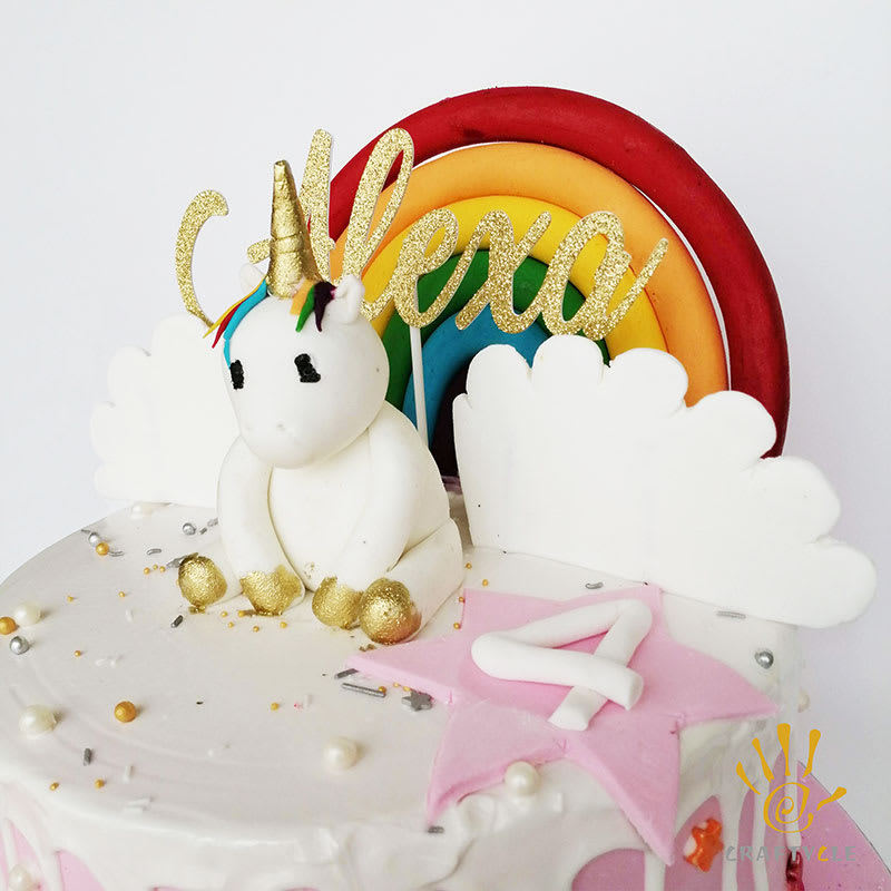 Cake Topper Personalised Rainbow Theme Cake Cake Topper 3D Letters Kids Birthday Party Decorations - Image 2