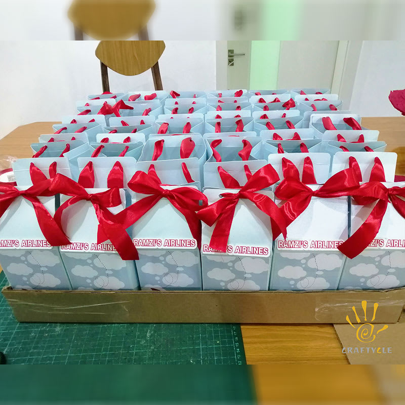 Favour Boxes Personalised Airplane Theme Birthday Party Decorations Milk Favour Boxes - Image 2