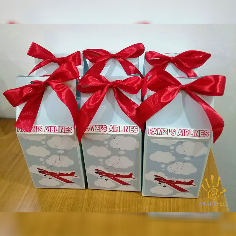Favour Boxes Personalised Airplane Theme Birthday Party Decorations Milk Favour Boxes