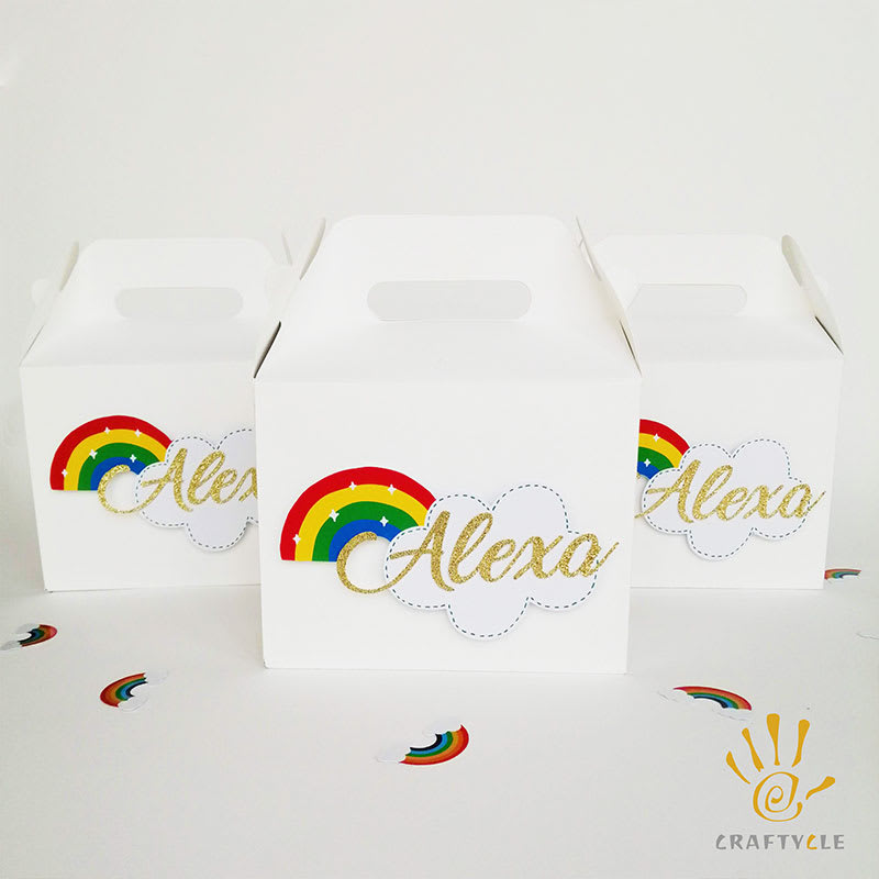 Favour Boxes Personalised Rainbow Favour Box Kids Birthday Party Decorations