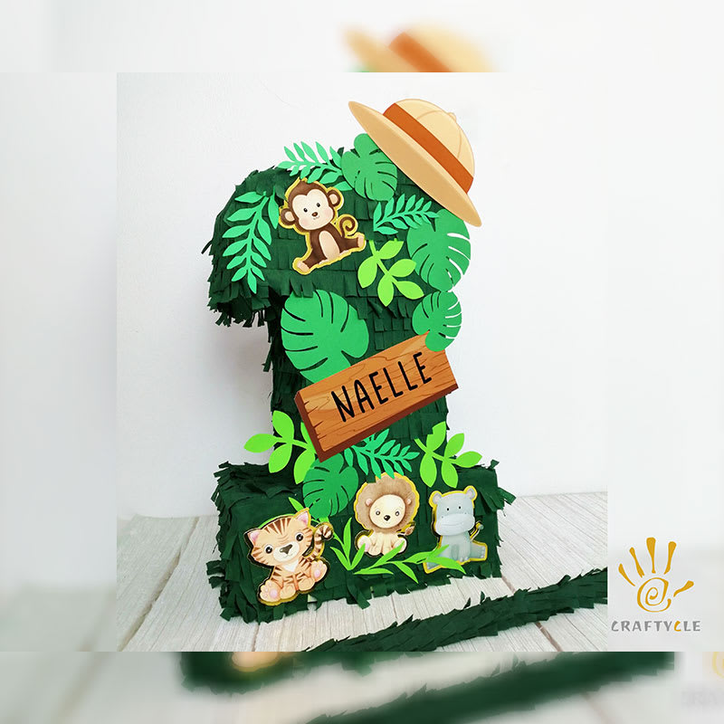 Pinata Personalised Safari Jungle First Birthday Party Decorations Pinata