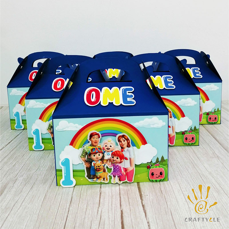 Favour Boxes Personalised Cocomelon Birthday Party Treat Favour Gift Packaging Boxes