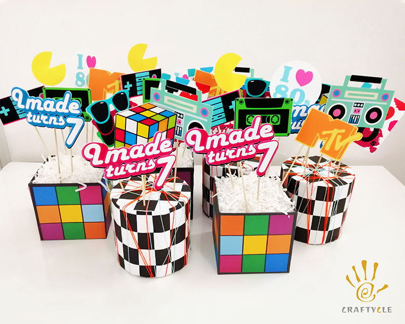 Centerpiece Personalised Birthday Hip-Hop Party 80s 90s Old School Theme Centerpiece