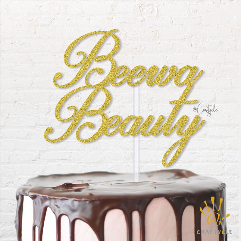 Beewa Beautyfemale Birthday Topper Caketopper Cake Hbd Gold Glitters Beautiful