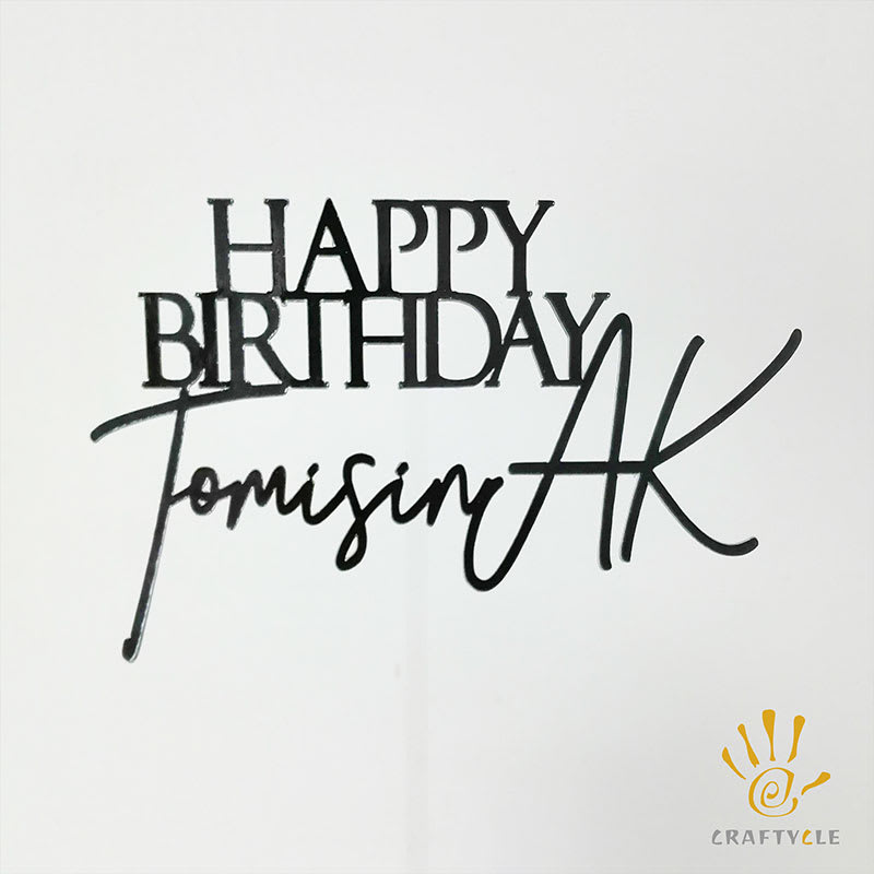 Cake Topper Happy Birthday Personalised Cake Topper Gold - Image 2