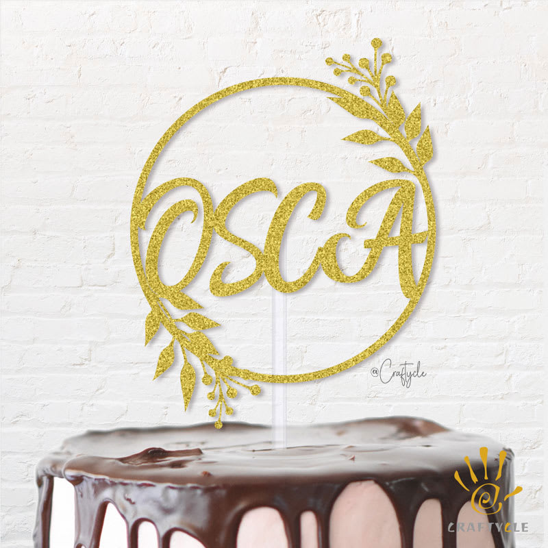 Circular Floral Royal Osca Happy Birthday Hbd Topper Caketopper Flower Cake Gold Glitters