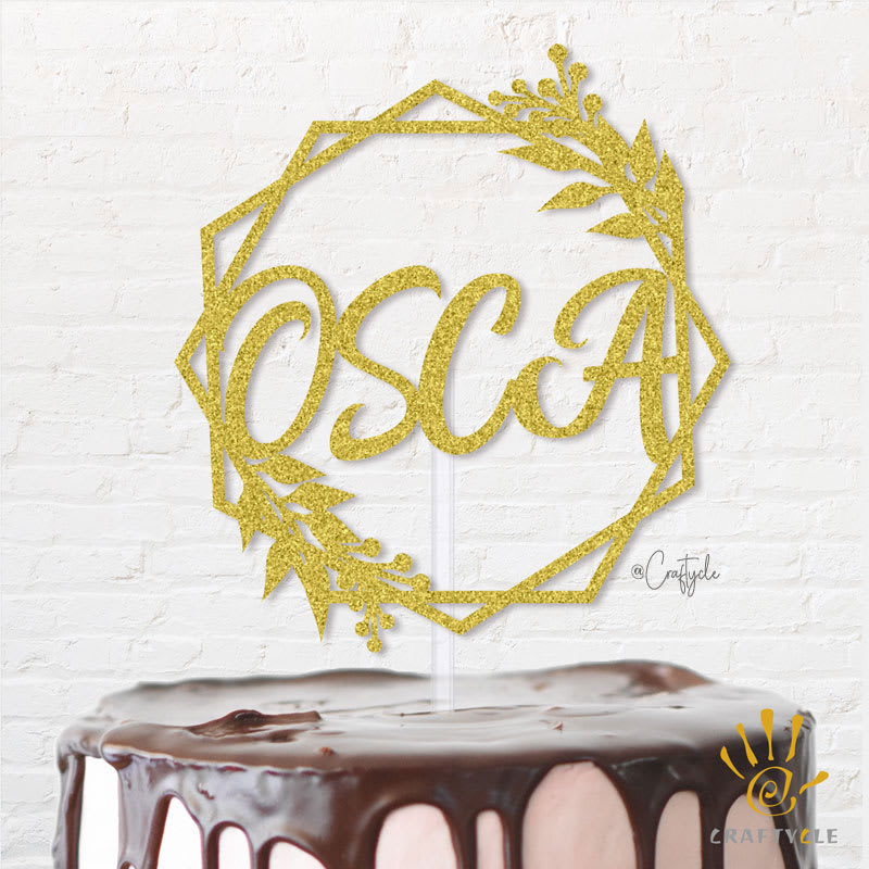 Floral Royal Osca Happy Birthday Hbd Topper Caketopper Flower Cake Gold Glitters