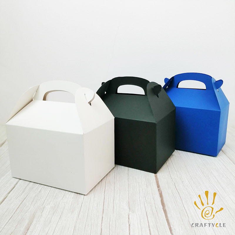6pcs Favour Boxes Gable Boxes White Black Blue