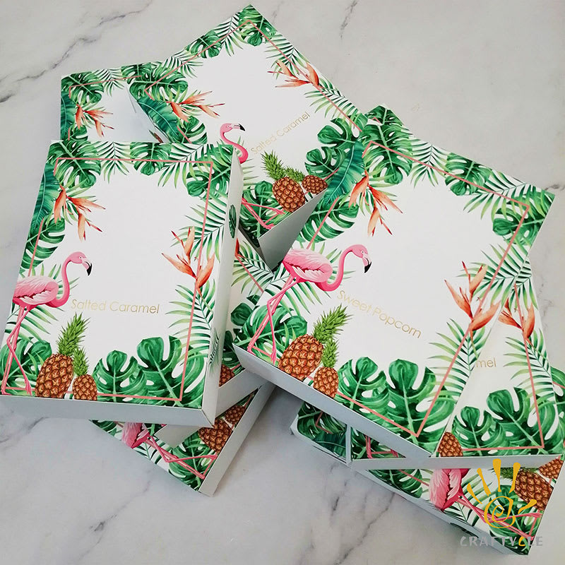 Favour Boxes Flamingo Tropical Theme Pop Corn Box Party Decorations - Image 2