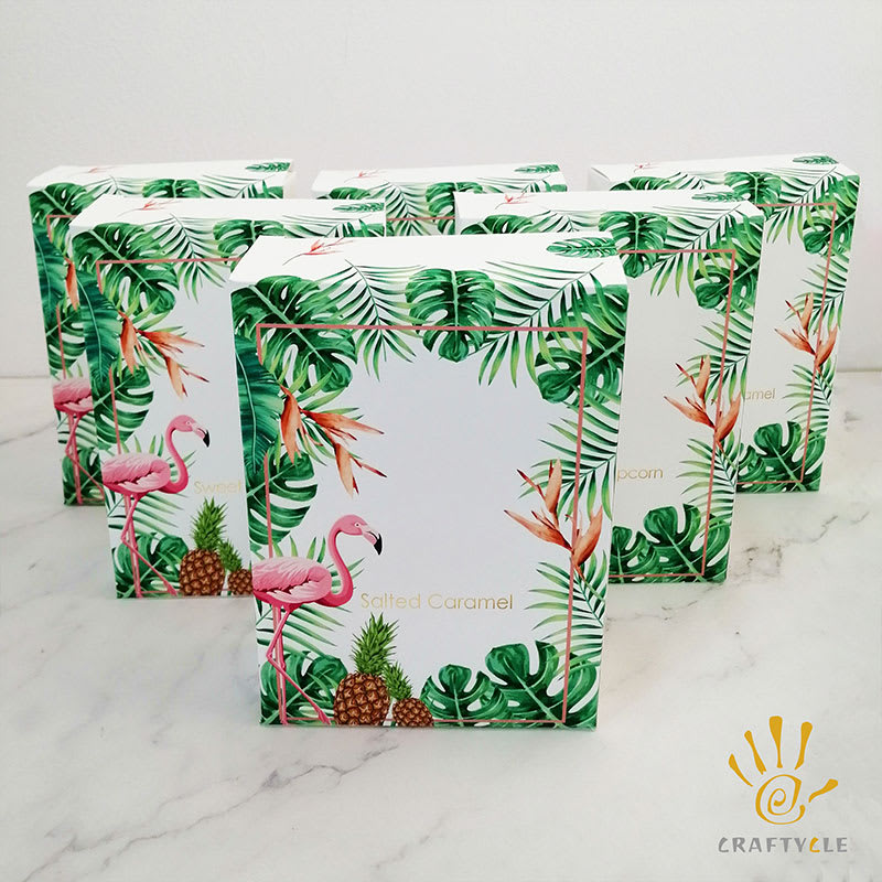 Favour Boxes Flamingo Tropical Theme Pop Corn Box Party Decorations